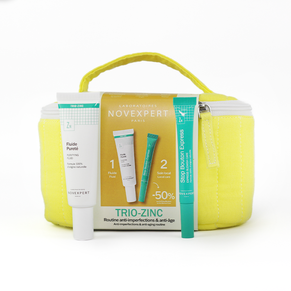 PACK trousse Fluide Pureté trio Zinc+stop bouton - Novexpert